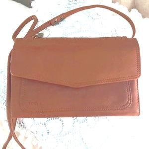 Vintage Fossil Envelope Clutch Brown leather crossbody bag